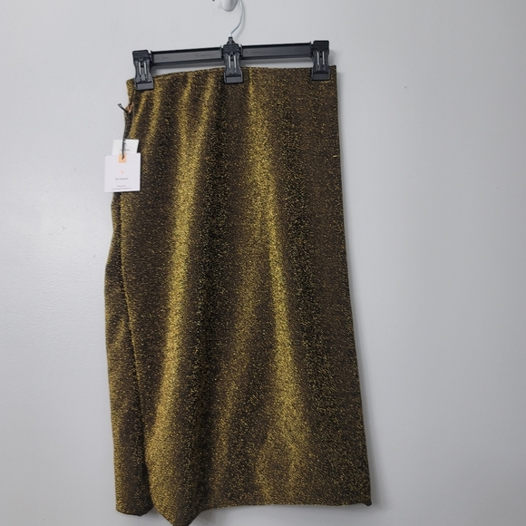OriginalityGlitzy Side Ruche Glitter Lurex Midi Skirt - Picture 5 of 12